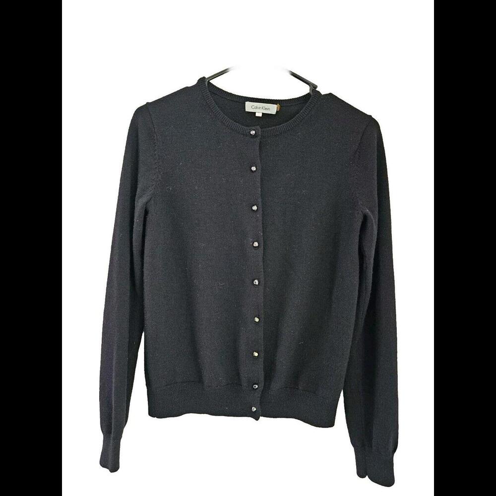 Calvin Klein Women's Cardigan S Black Wool with Acrylic Cardigan